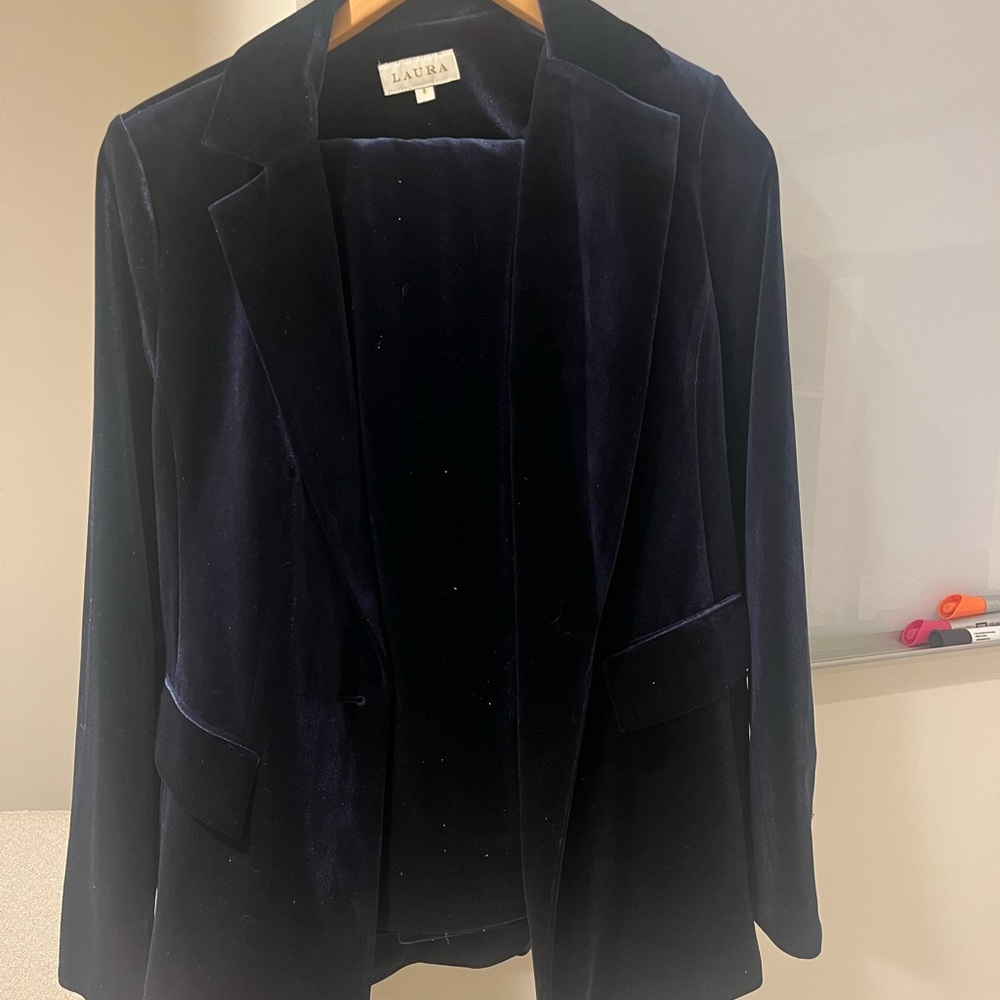 Navy Velvet Women's Blazer and Pants